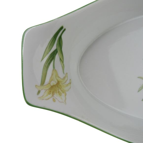 Vintage 1960s Jade Lily Oval Serving Dish Fine Porcelain - Picture 5 of 8